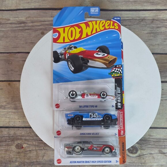 Hot Wheels Die-Cast Car Collection: 68 Lotus Type 49 Dimachinni Veloce & Aston M - Picture 1 of 16